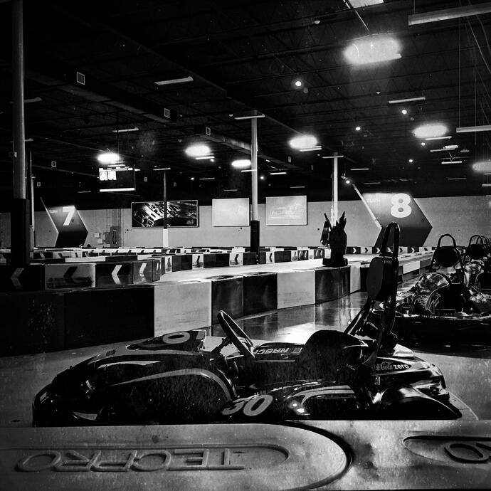 An indoor go-kart track